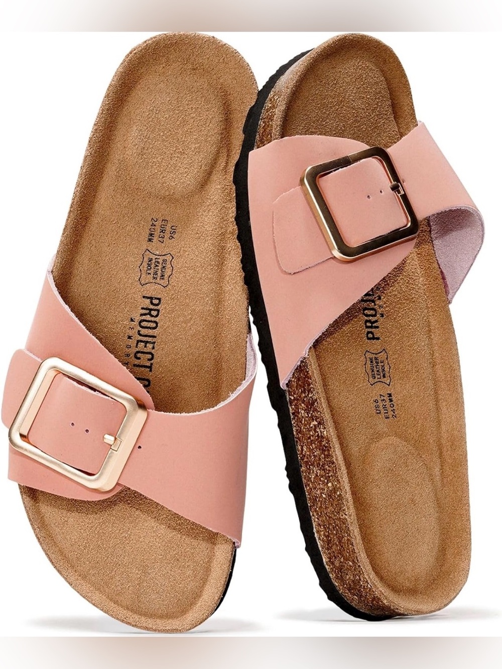 Project Cloud 100% Genuine Leather Ibiza Sandals Sz 7 Coral